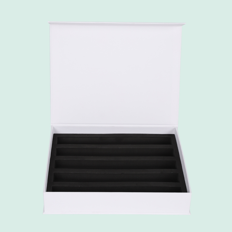 Magnetic ปิด Flip Flap Gift Box Design Paper Box สำหรับขวดไวน์พร้อมเม็ดโฟมสีดำ EVA 3