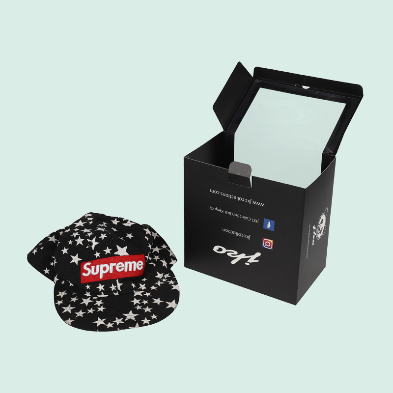 Wholesale custom paper boxes packaging boxes with your design cap box with clear PVC window from ipack 7