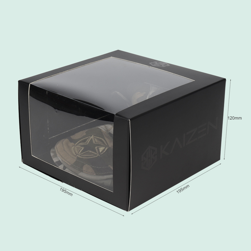 High quality packaging boxes with your design cap box with clear PVC window from custom packaging manufacturer ipack 1