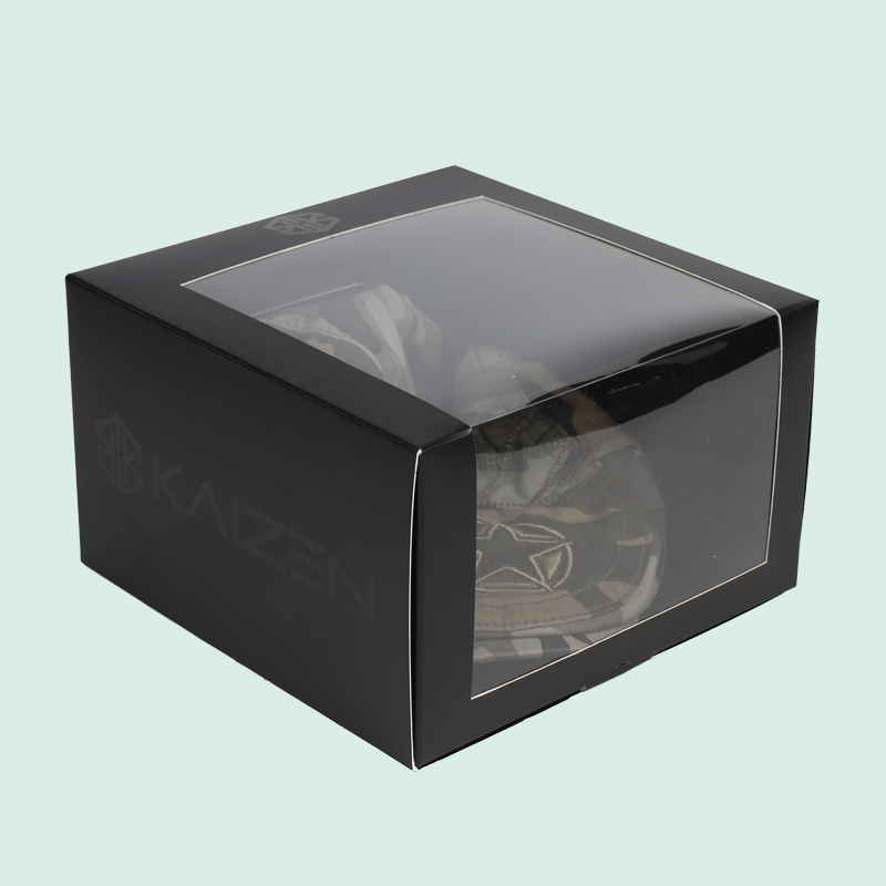 High quality packaging boxes with your design cap box with clear PVC window from custom packaging manufacturer ipack 8