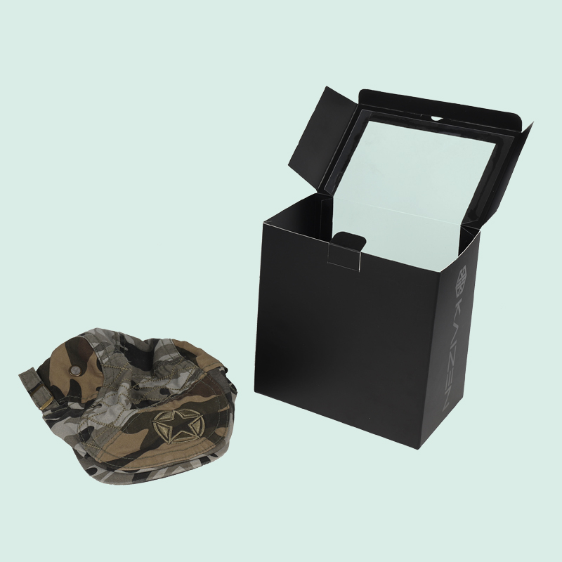 High quality packaging boxes with your design cap box with clear PVC window from custom packaging manufacturer ipack 7