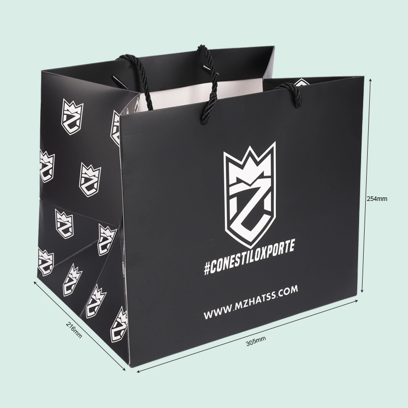 Personalized paper bags fully custom logo gift bags for packing caps from IPACK 1