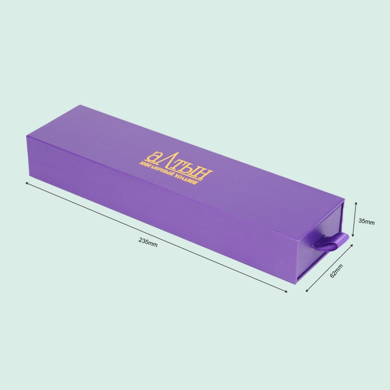 Customized gold foil logo luxury drawer style gift box paper package with velvet insert from ipack 1