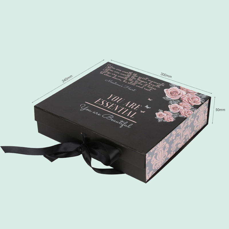High quality folding magnetic box  with ribbon bow luxury customized paper box ipack box 1