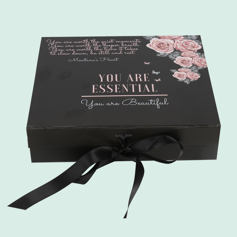 High quality folding magnetic box  with ribbon bow luxury customized paper box ipack box 4