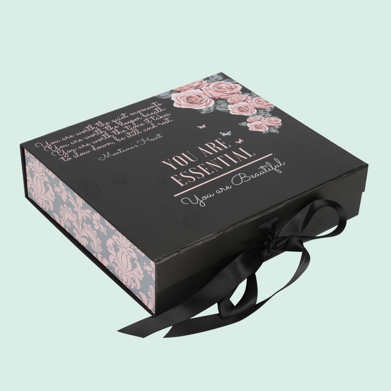 High quality folding magnetic box  with ribbon bow luxury customized paper box ipack box 2