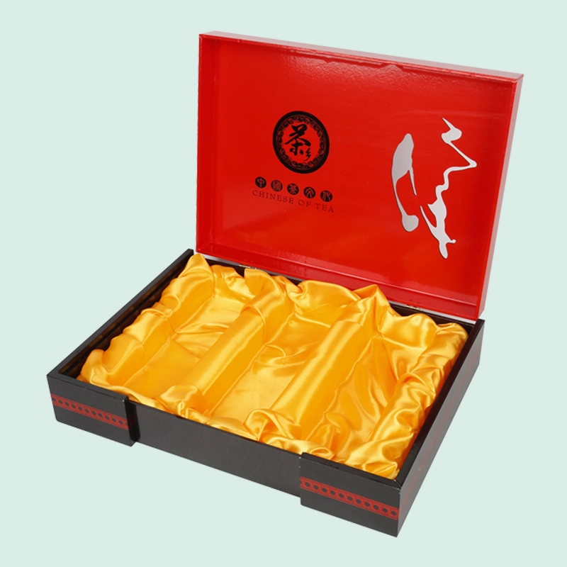 High end Luxury custom packaging box with satin cloth insert special wooden box varnish finish from IPACK 1