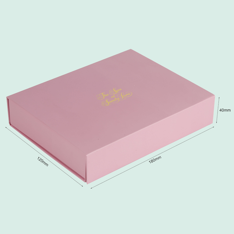 กล่องของขวัญแบบพับได้สีชมพูขายส่งคุณภาพสูงพร้อมโลโก้ทองคำฟอยล์ - - iPack 2