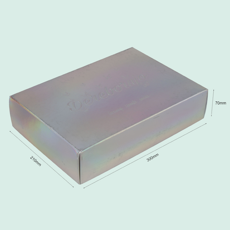 Wholesale custom holographic paper card box lid base box with embossed logo cloth box from IPACK 2