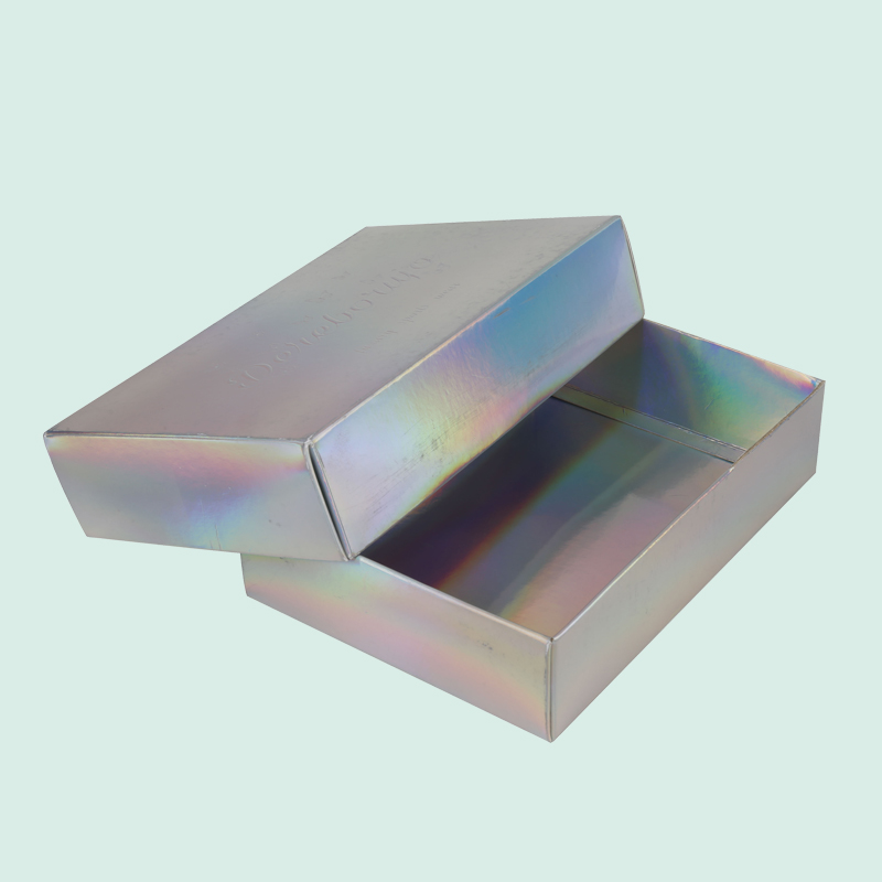 Wholesale custom holographic paper card box lid base box with embossed logo cloth box from IPACK 3