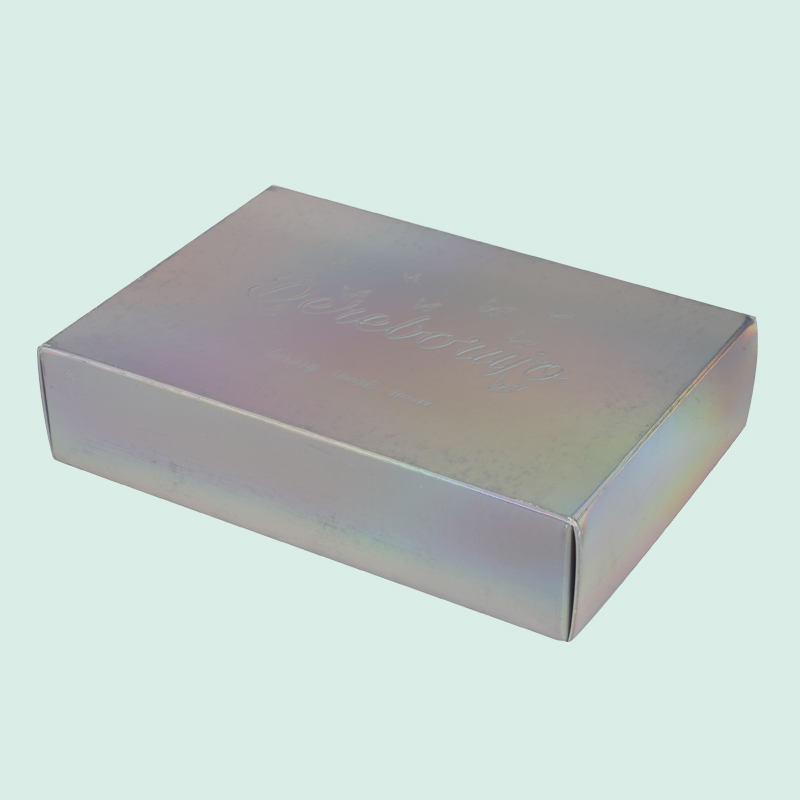 Wholesale custom holographic paper card box lid base box with embossed logo cloth box from IPACK 6