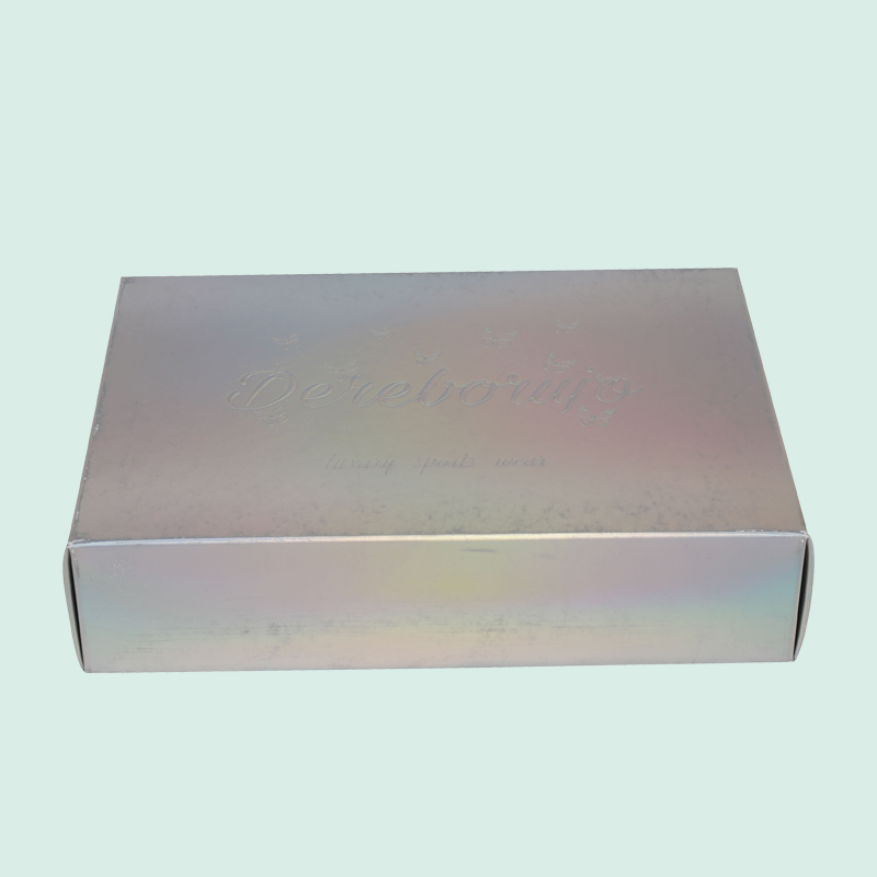 Wholesale custom holographic paper card box lid base box with embossed logo cloth box from IPACK 5