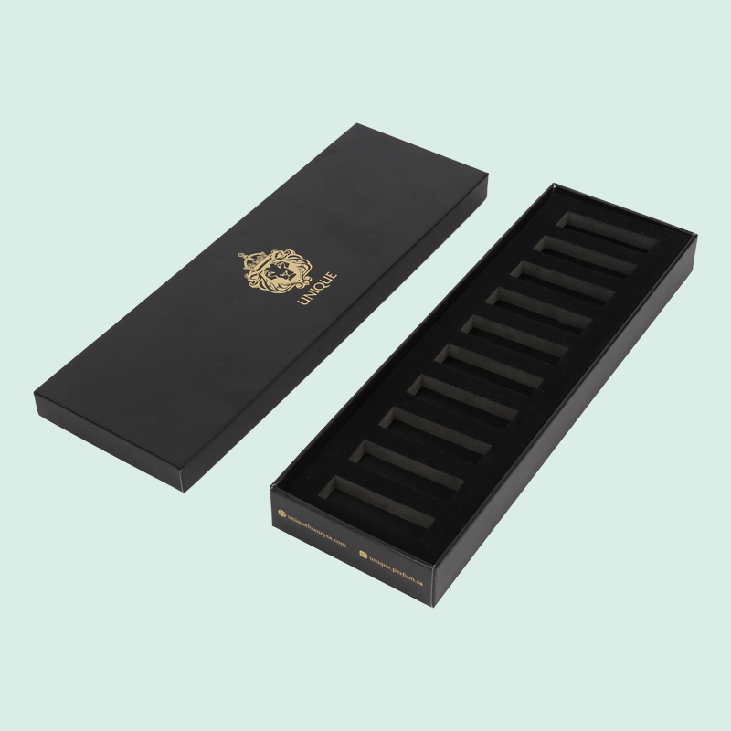Custom luxury black  rigid cardboard boxes lid and base box  high quality perfume paper box from Ipack 5