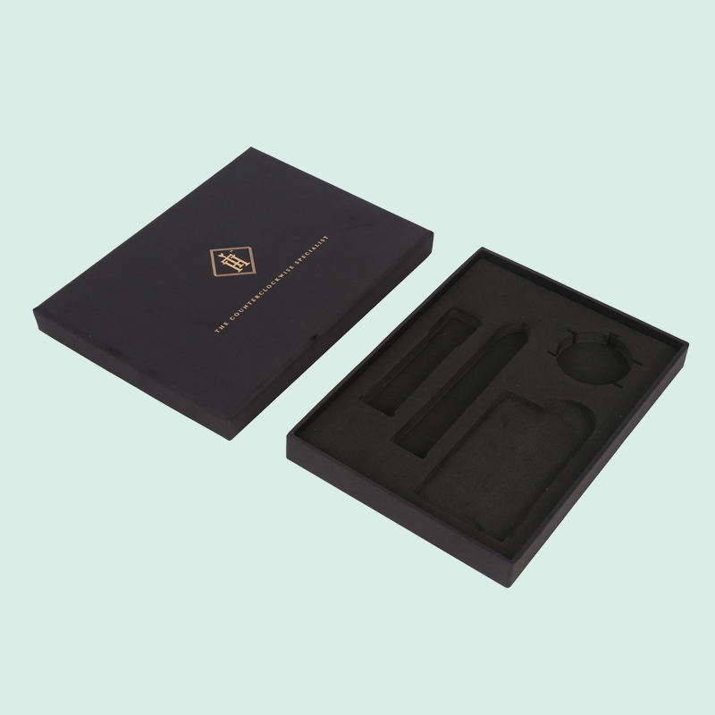 Cajas de cartón rígido negras personalizadas de lujo con tapa y base, caja para reloj de alta calidad del fabricante Ipack. 3