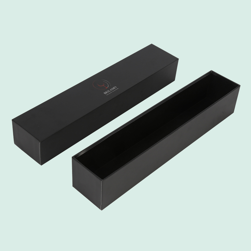 Caja de base con tapa negra de lujo personalizada, caja larga para copas de vino, personalizada con su logotipo de la fábrica de Ipack 2