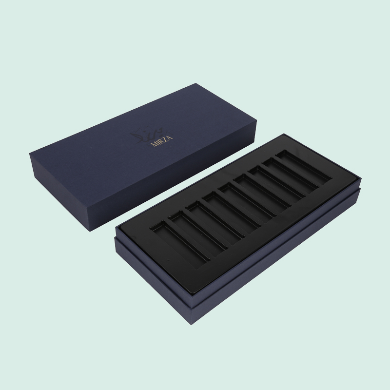 Caja de regalo de chocolate con tapa azul de lujo personalizada, personalizada con su logotipo de la fábrica de Ipack 2