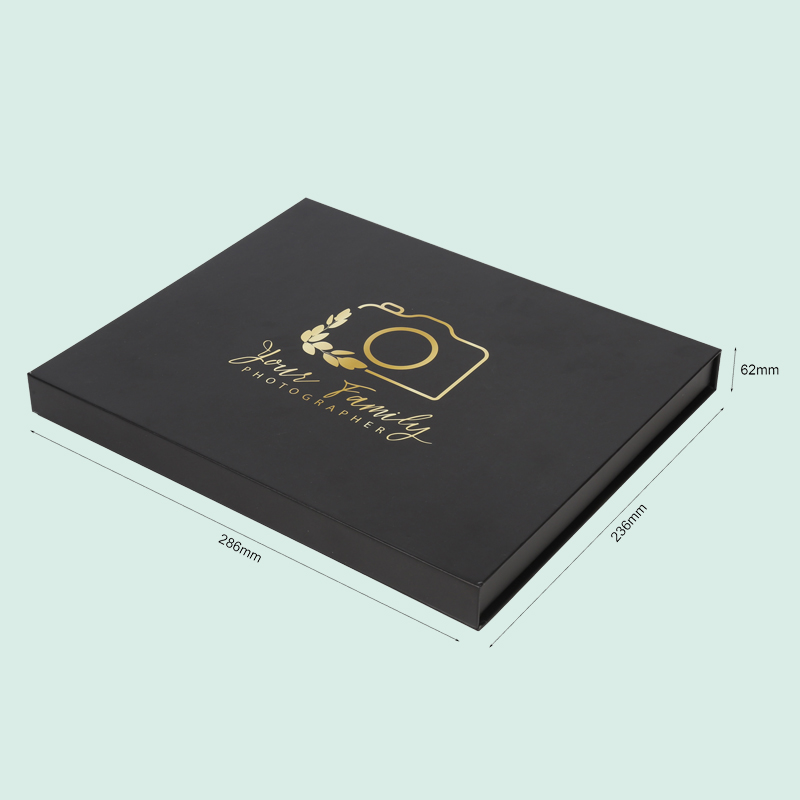 Customized luxury magnetic box black photo album gift package with EVA foam from IPACK 1