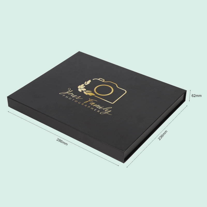 Customized luxury magnetic box black photo album gift package with EVA foam from IPACK 1