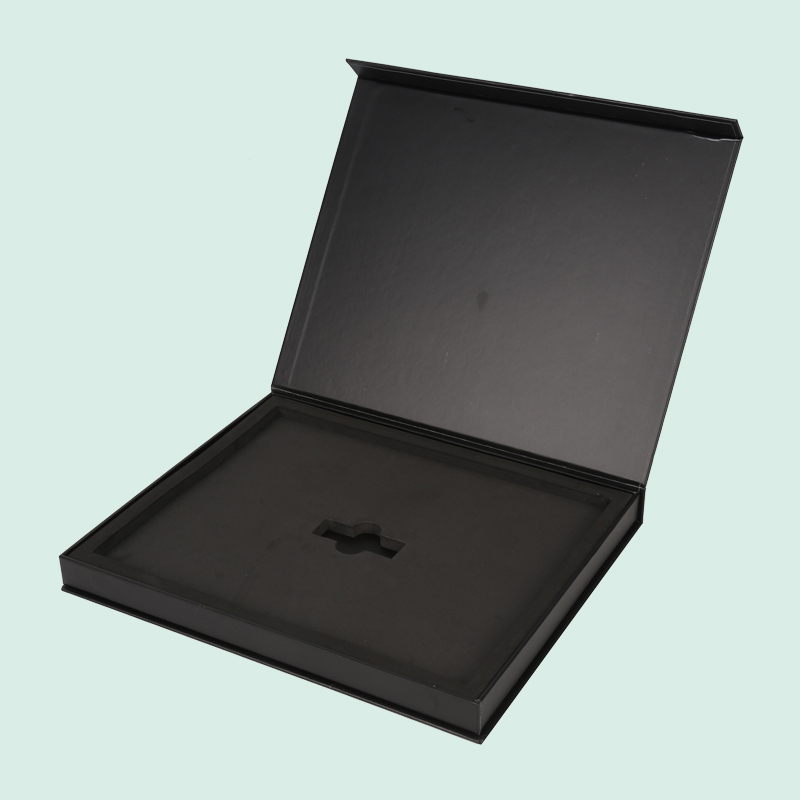 Customized luxury magnetic box black photo album gift package with EVA foam from IPACK 2