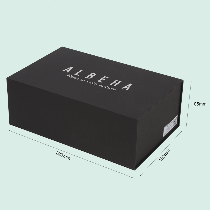 Customized luxury black magnetic box paper packaging with sponge foam inserted from IPACK 1