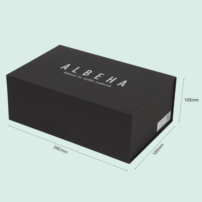 Customized luxury black magnetic box paper packaging with sponge foam inserted from IPACK 1