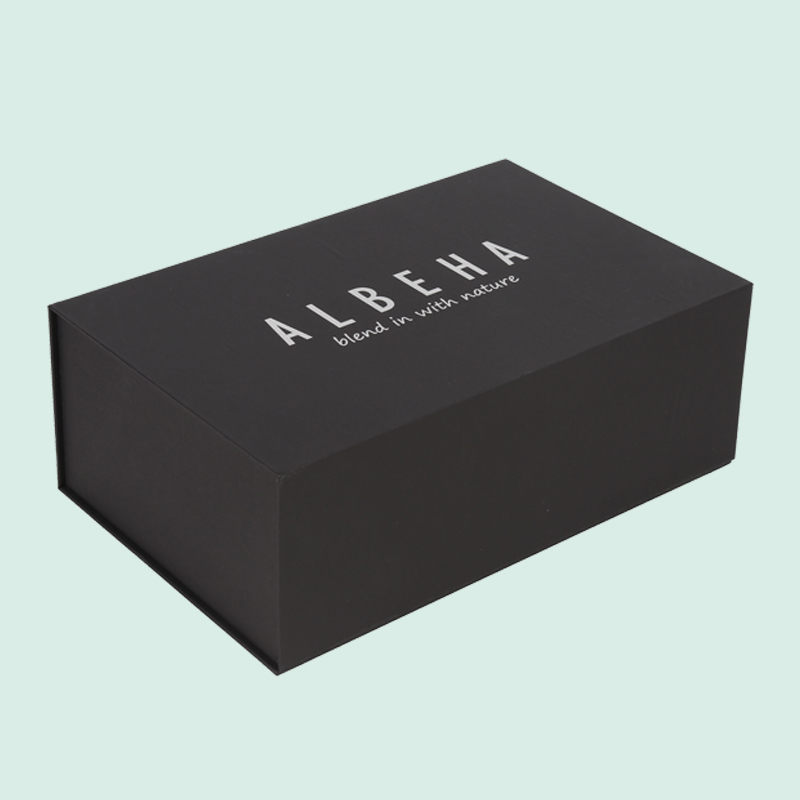 Customized luxury black magnetic box paper packaging with sponge foam inserted from IPACK 5