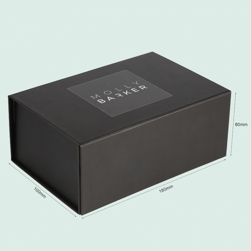 Customized black foldable cardboard boxes of high quality with UV logo —— ipack 2