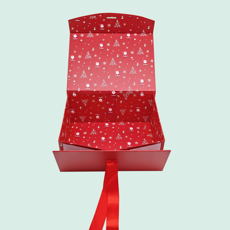 Wholesale of The  read color has a Santa Claus pattern foldable gift boxes for Christmas —— ipack 5