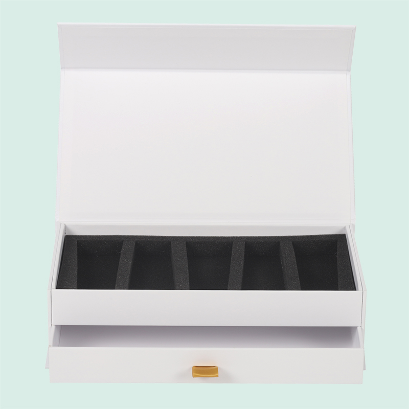 Custom 2-layer sliding drawer magnetic box with gold foil logo from ipack 5