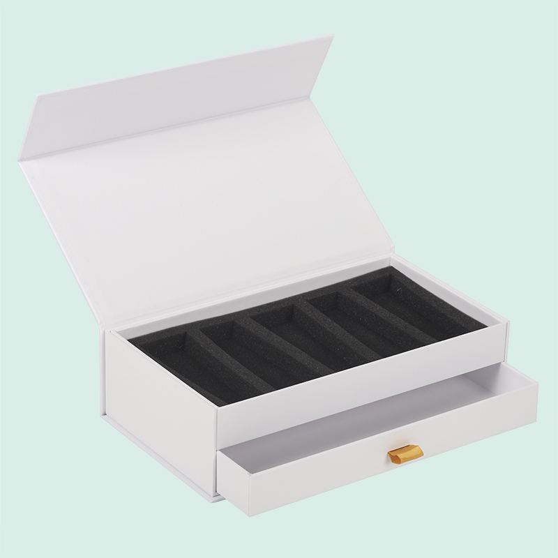 Custom 2-layer sliding drawer magnetic box with gold foil logo from ipack 6