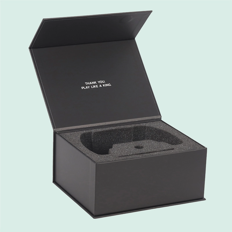 Customized luxury black magnetic box game controller packaging with sponge foam insert from IPACK manufacturer 1