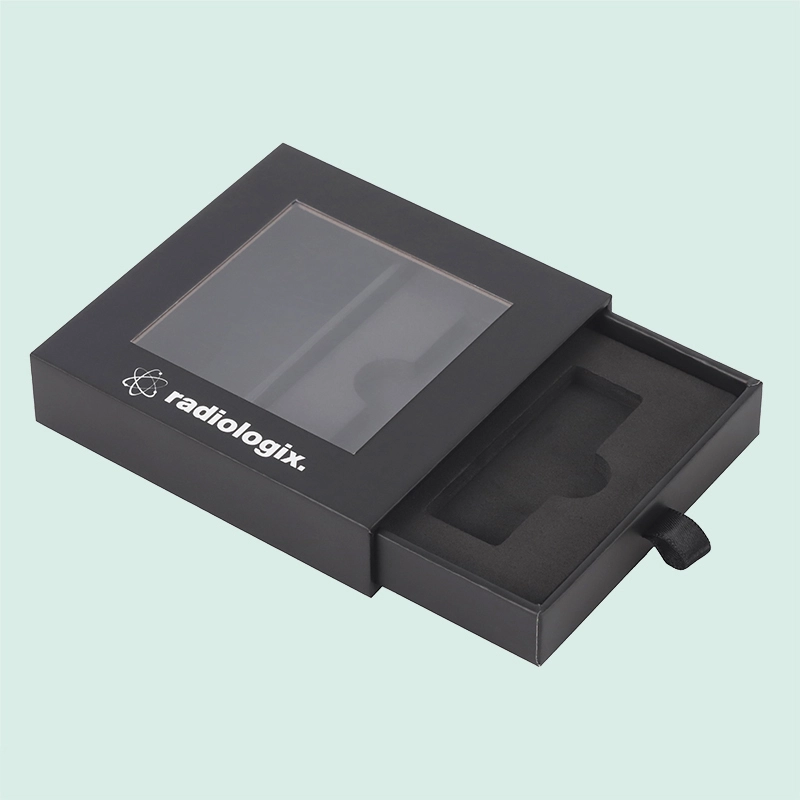High-end luxury drawer gift box open PVC window customize paper box from IPACK factory 1