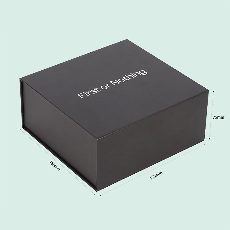 Caja magnética negra de lujo personalizada, caja de embalaje de cartón rígido de la fábrica IPACK 2