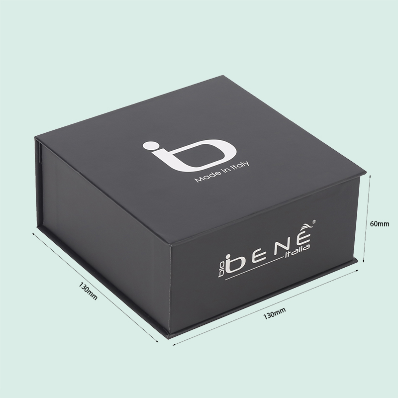 IPACK 공장에서 새틴 스트립 인서트가 포함된 고급 맞춤형 고급 검정색 자석 상자 스킨 케어 제품 포장 3