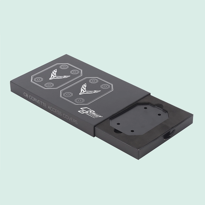 Black Rigid Cardboard Drawer Box Custom Logo Slide Out Packaging Box with Eva Insert from Ipack 1