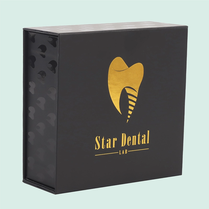 High-end Black Luxury Magnetic Rigid Gift Box Gold Stamping & Bright UV Spot Gift Packaging with Sponge from IPACK 1