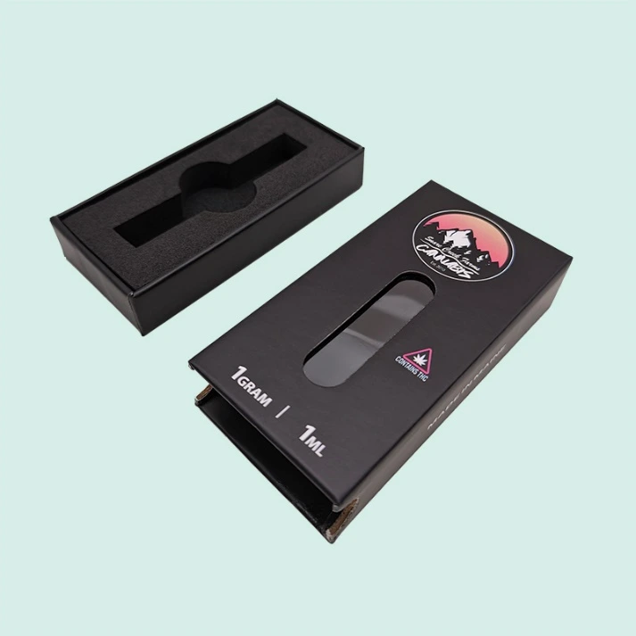 Clear Window Cigarette Slide off Paper Box Top-quality Black Drawer Cardboard Packaging from Ipack factory 1