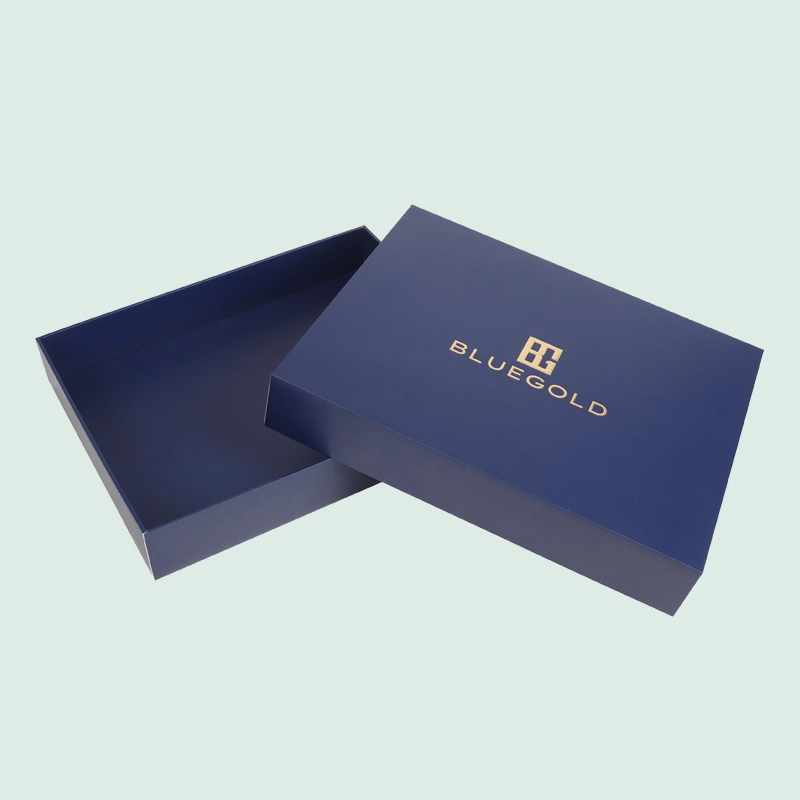 Deep Blue Color Luxury Gift Box with Lid and Base Glossy & Matt Laminated Packaging Box with Gold Foil Stamping from IPACK factory 1