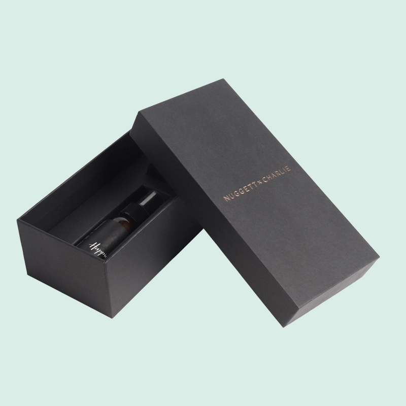 Black Matte Lamination Luxury Gift Box Lid and Base Packaging Box with Gold Foil Stamping from IPACK factory 1