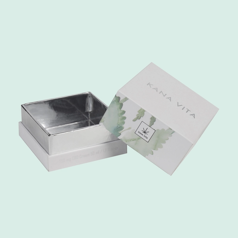 rigid candle boxes custom made silver card laminated lid base box from IPACK 1