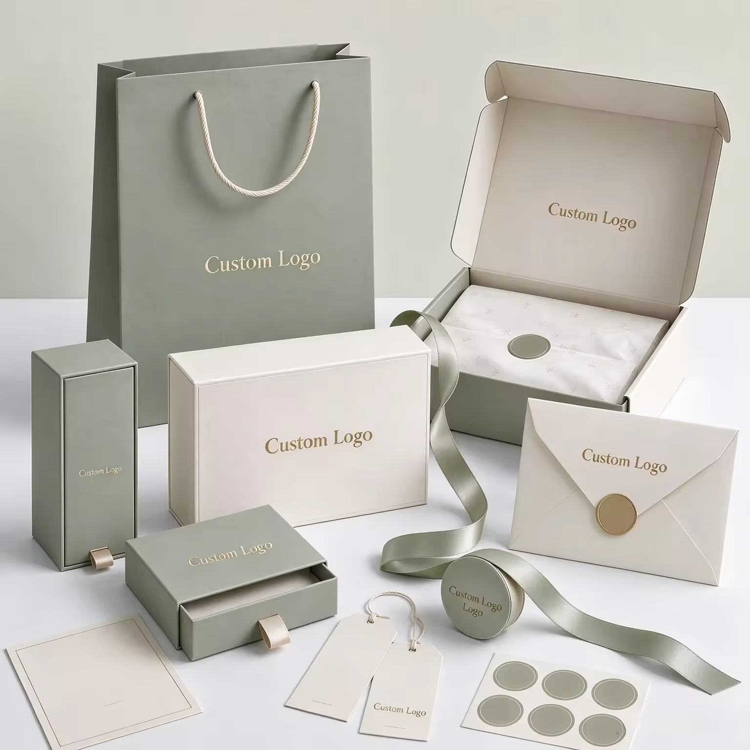 Magnetic Custom Printed Drawer Rigid Jewelry Box with Paper Bag for Necklace Earring Bracelet Ring 1