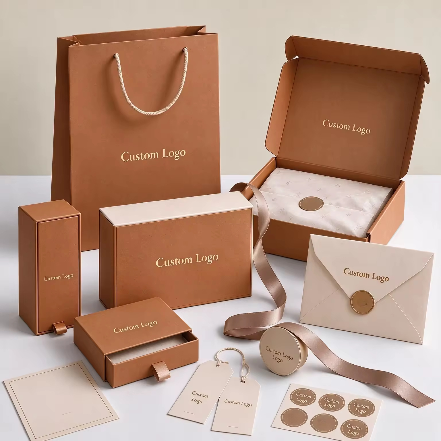 Magnetic Custom Printed Drawer Rigid Jewelry Box with Paper Bag for Necklace Earring Bracelet Ring 2