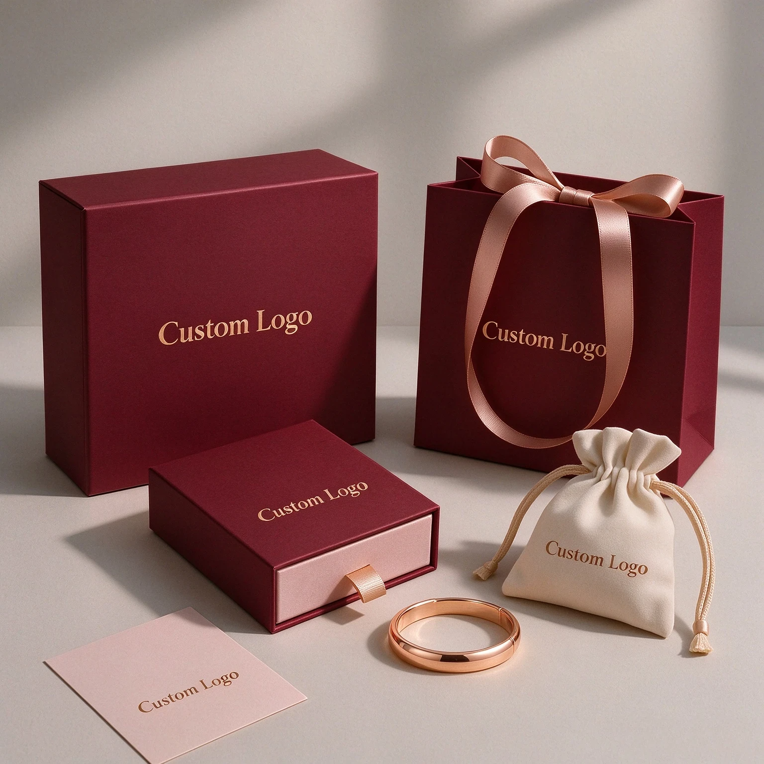 Premium Custom Logo Drawer Jewelry Box Set with Paper Bag for Necklace Bracelet Ring 5