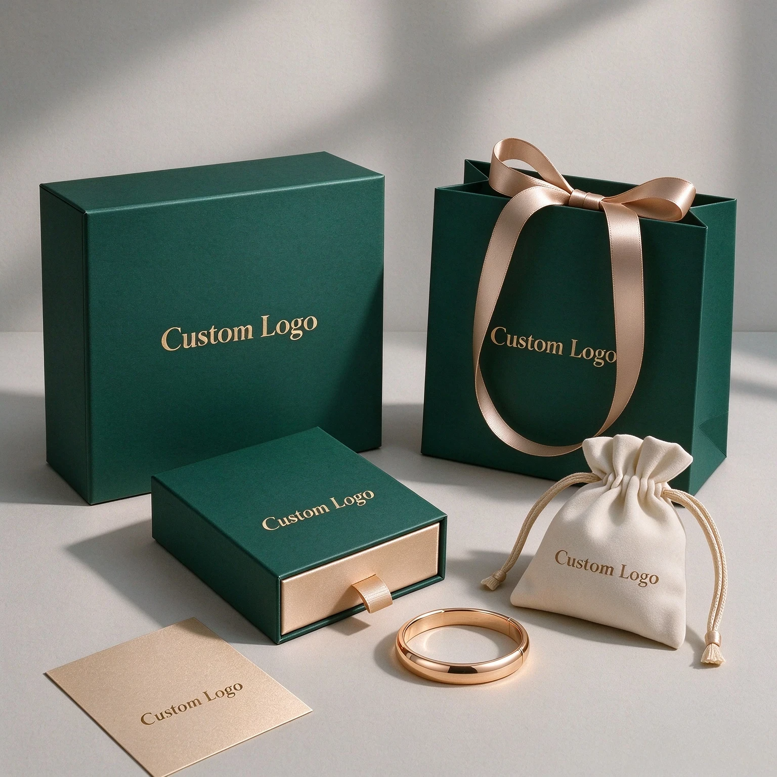 Premium Custom Logo Drawer Jewelry Box Set with Paper Bag for Necklace Bracelet Ring 4