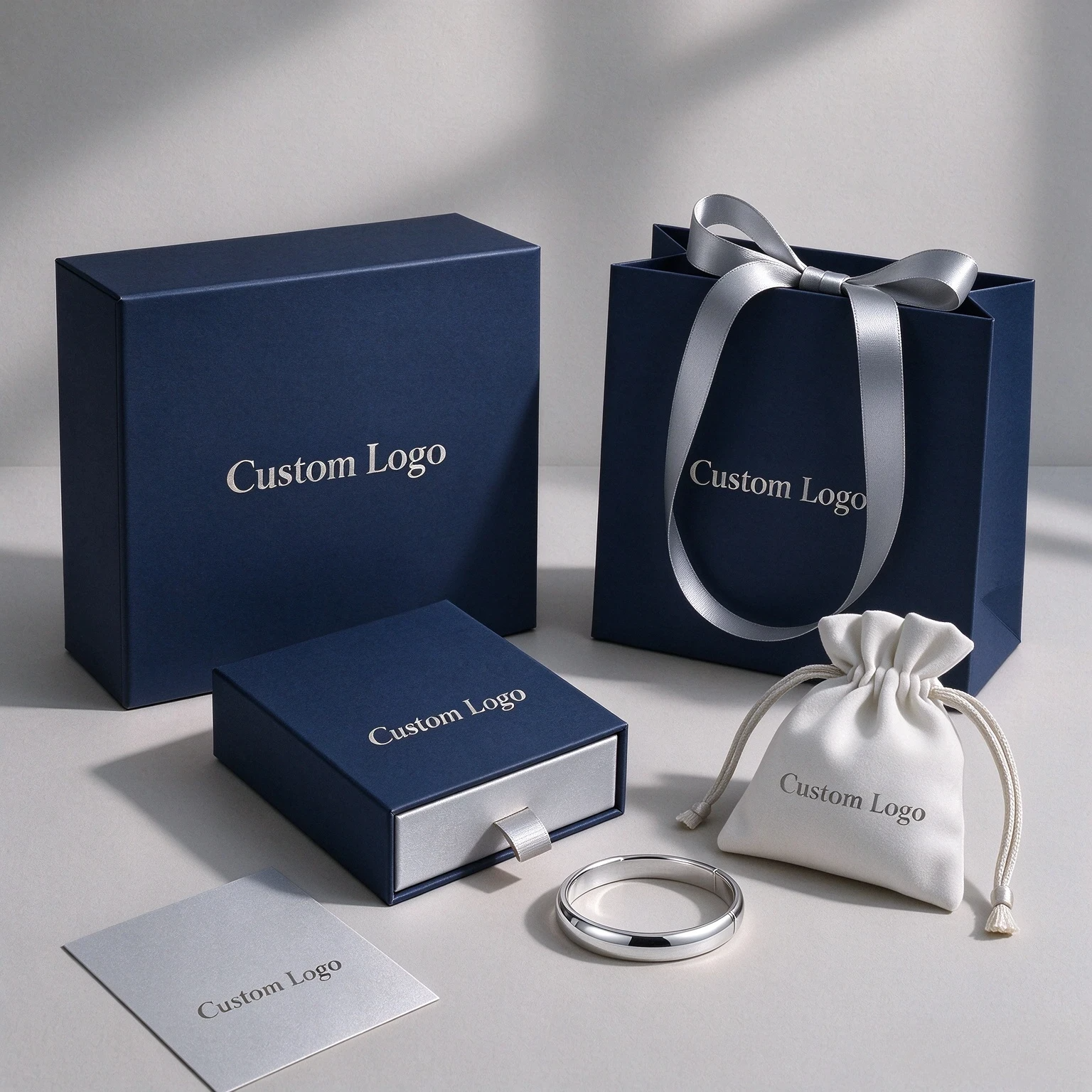 Premium Custom Logo Drawer Jewelry Box Set with Paper Bag for Necklace Bracelet Ring 3