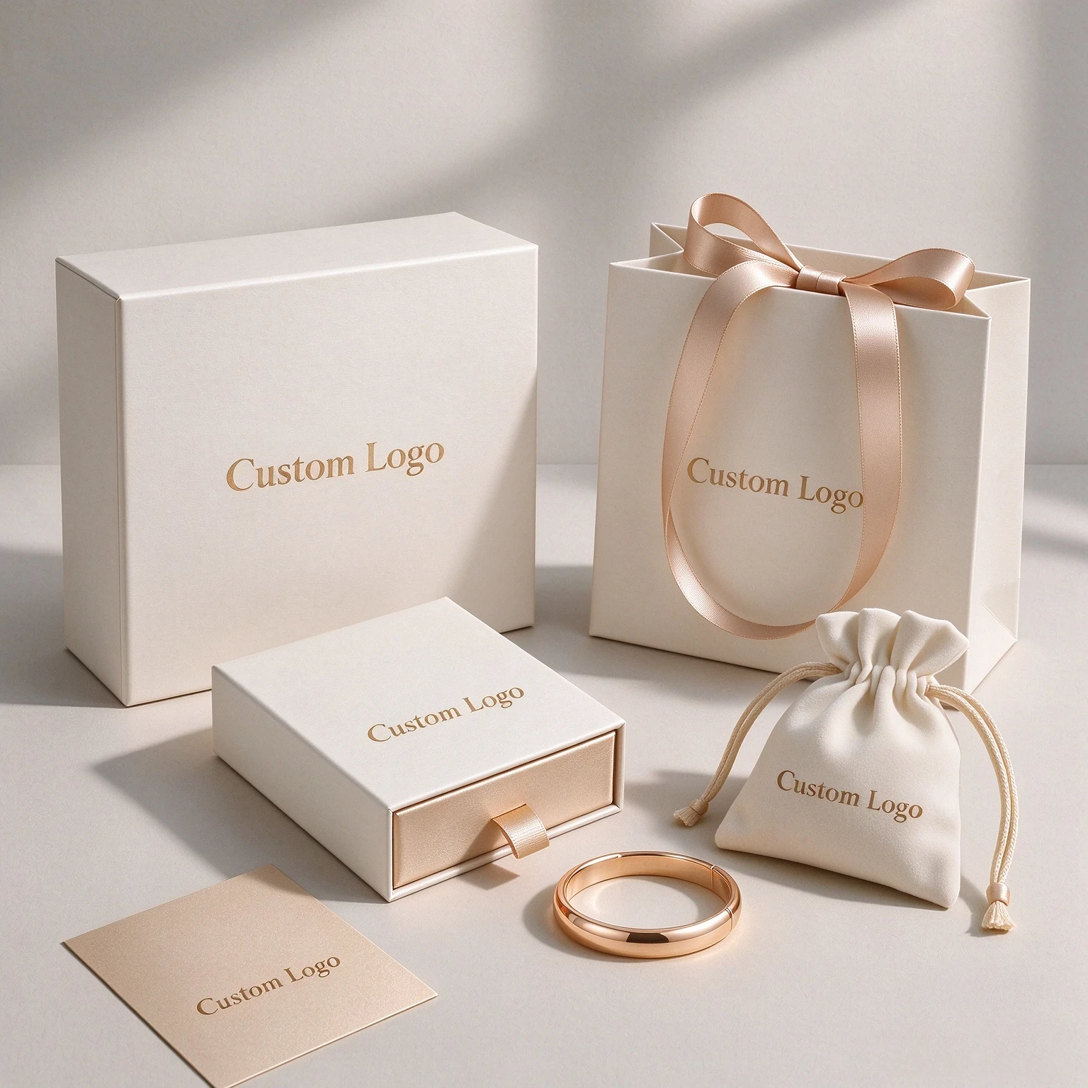 Premium Custom Logo Drawer Jewelry Box Set with Paper Bag for Necklace Bracelet Ring 2