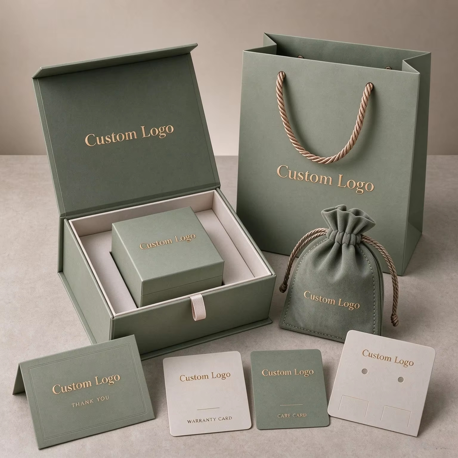Custom Magnetic Jewelry Gift Box Set with Paper Bag for Necklace Earring Ring Bracelet FSC 4