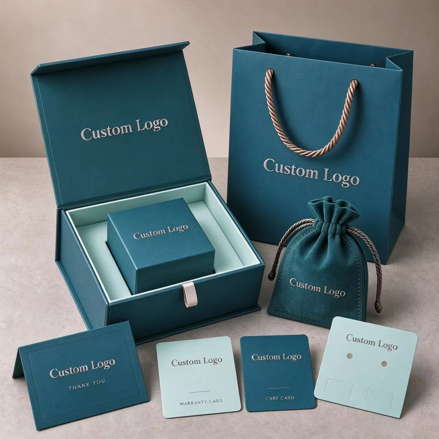 Custom Magnetic Jewelry Gift Box Set with Paper Bag for Necklace Earring Ring Bracelet FSC 2