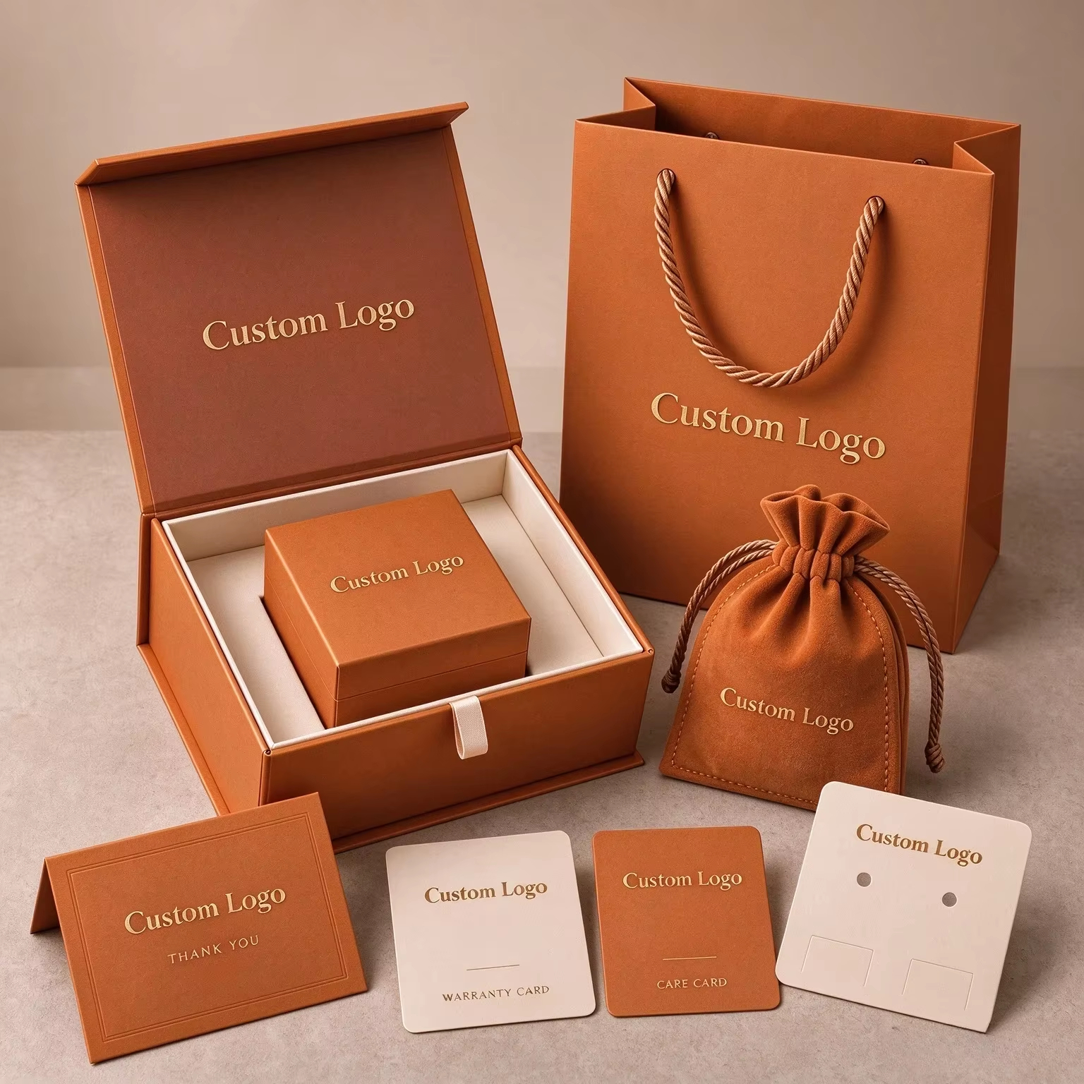 Custom Magnetic Jewelry Gift Box Set with Paper Bag for Necklace Earring Ring Bracelet FSC 1