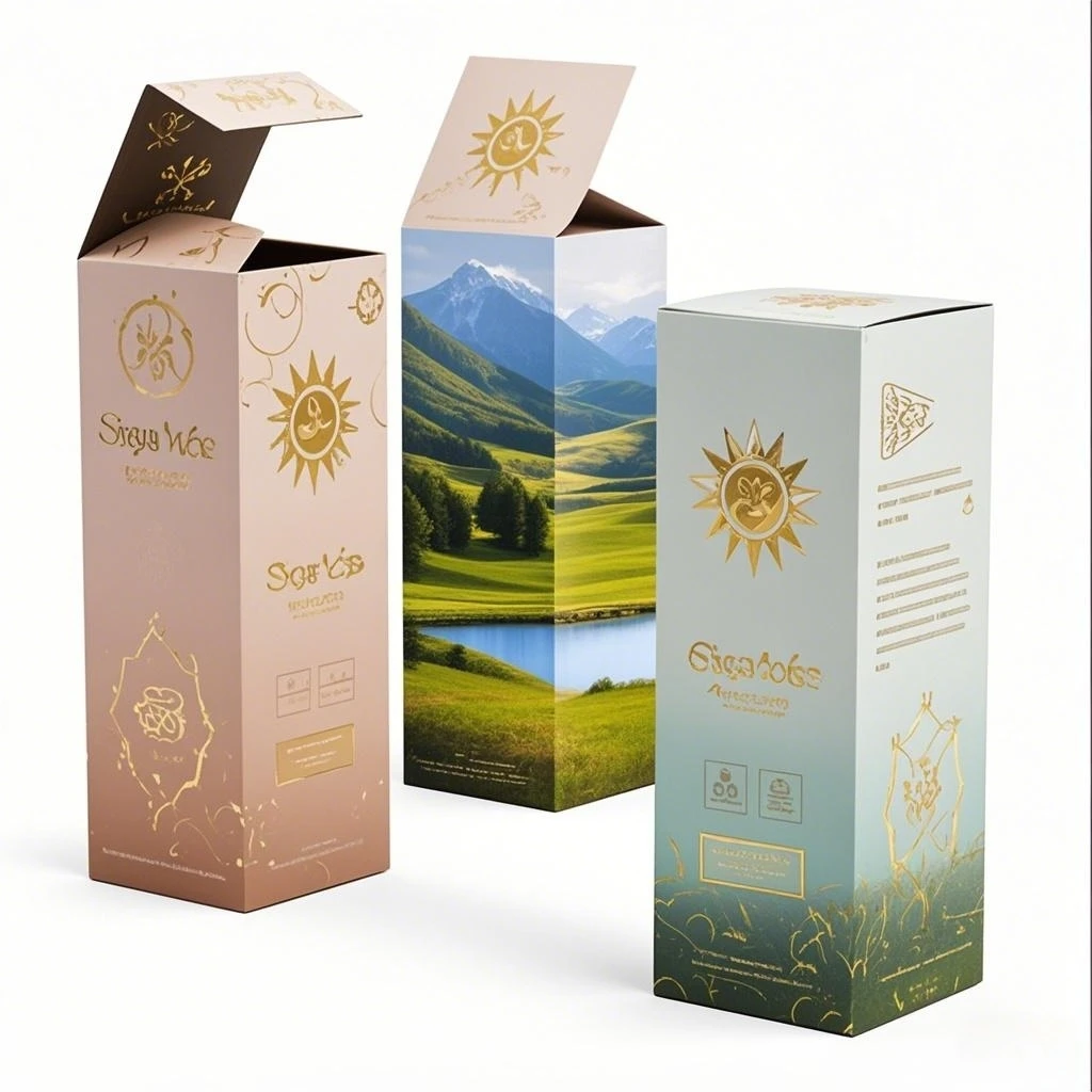 Xinghe Printinng Customized Gold-stamped Logo Printing Luxury And Elegant Skin Care Cosmetics Folding Packaging Box 1